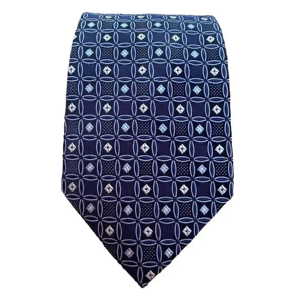 ARMANI COLLEZION Blue Geometric Silk Tie Made In Italy 60-3.1/4 EX COND